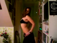 Hot brunette dancing with her undies on